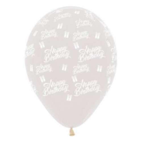 Metallic Silver Happy Birthday Balloons